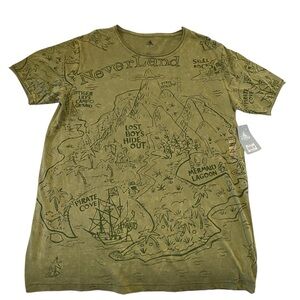 Disney Peter Pan Neverland All Over Print Green T Shirt Size 2XL NWT